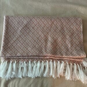 Threshold  Pink Geometric Patterned Throw Blanket with Tassels